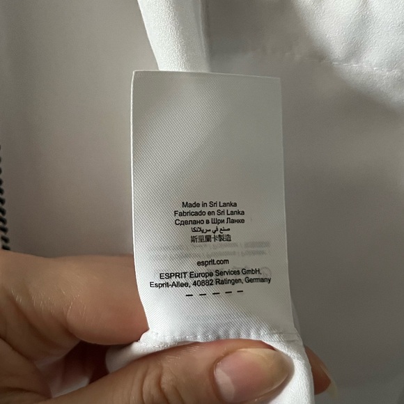 Esprit | Semi-Sheer White Button Down Blouse with Black Trim | Size Small - Picture 5 of 6